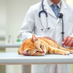 Cat getting gentle checkup at Caring Paws Veterinary Clinic