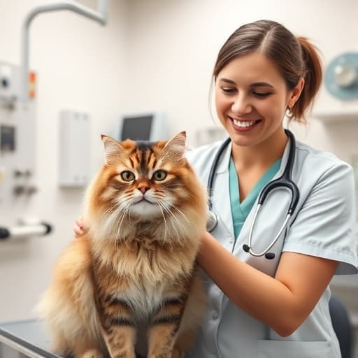 Cat receiving wellness exam at Brentwood veterinary clinic