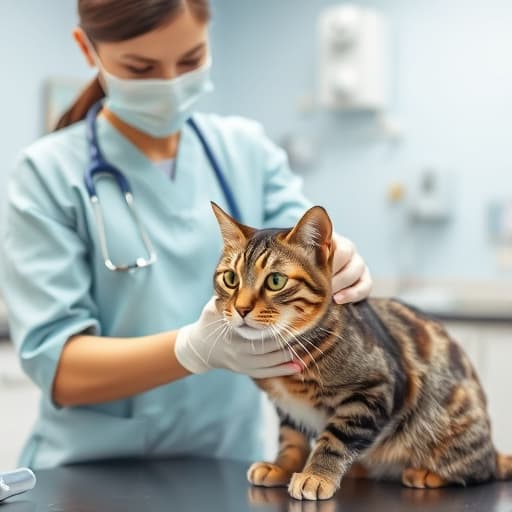Gentle cat wellness examination at Franklin veterinary clinic