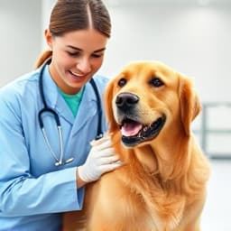 Happy dog during veterinary checkup in Brentwood