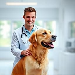 Happy dog at veterinary wellness exam at Caring Paws