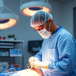 Veterinary surgeon performing procedure at Caring Paws Veterinary Clinic